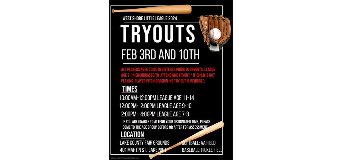 TRYOUTS SATURDAY 2/10